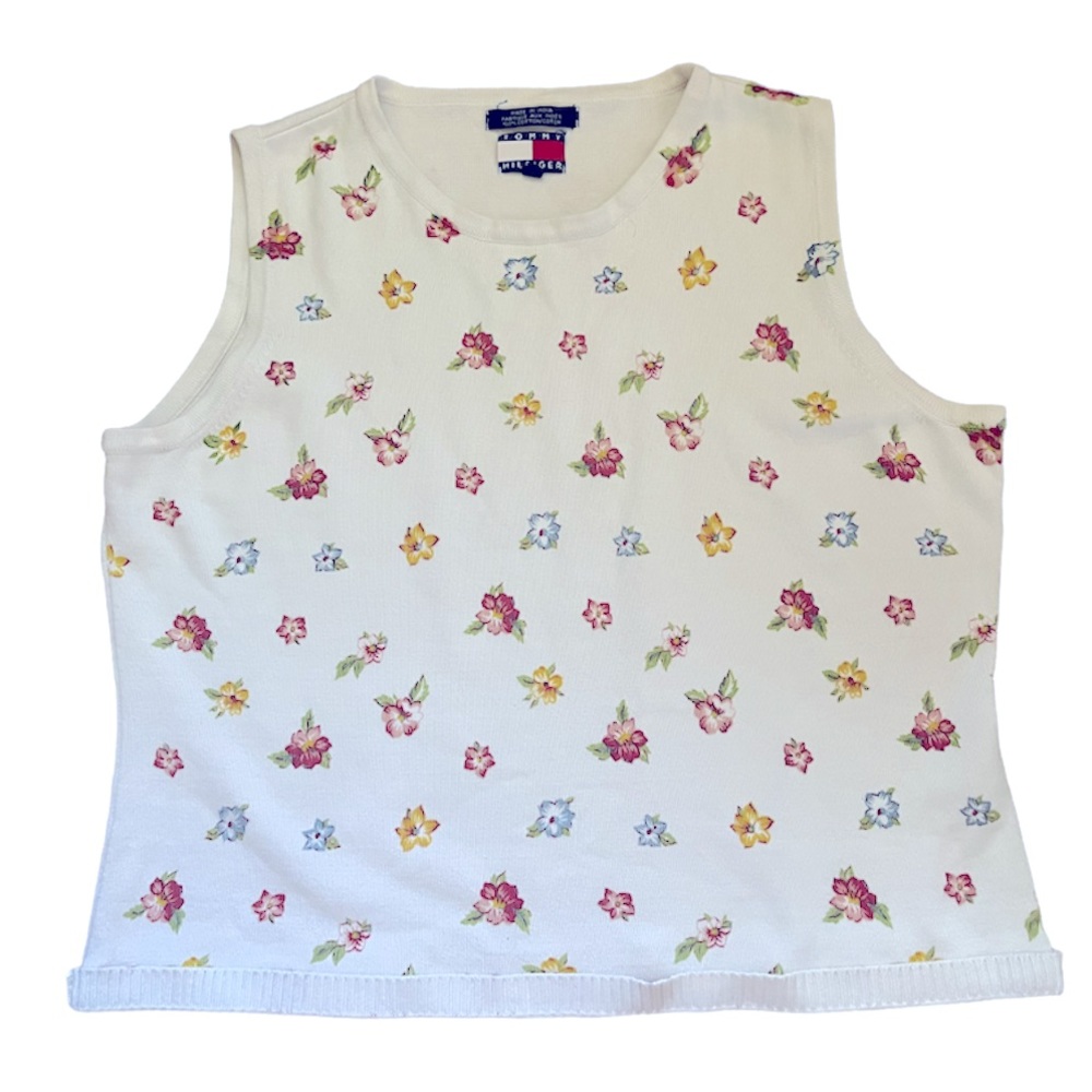 Tommy Hilfiger Sleeveless 100% Cotton Floral Shirt!